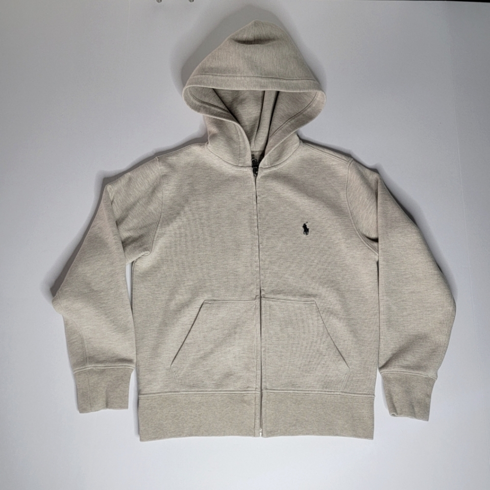 Polo Logo Kids Zip-Up Hoodie Jacket - Light Heather Gray